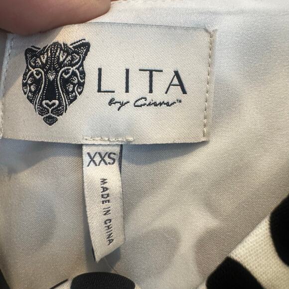 LITA by Ciara Tie Front Cheetah Print Jumpsuit Black White Size XXS NWT - Picture 7 of 11